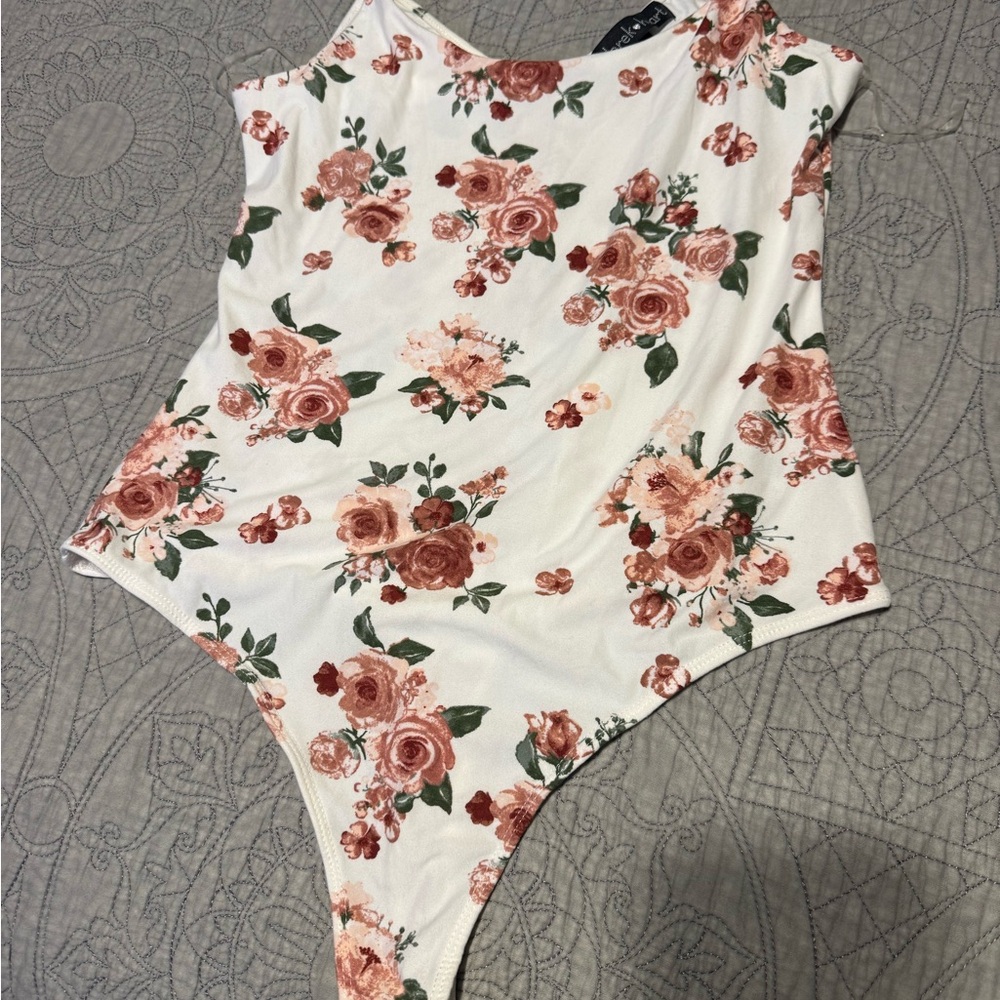 Derek Heart Floral Bodysuit in Pink and Green